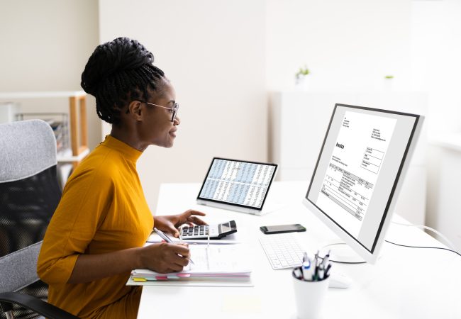 African Professional Chartered Accountant Woman Doing Tax