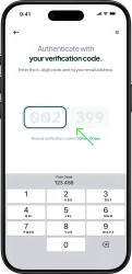 How to create a Hizo account: enter the email verification code to verify your email address.