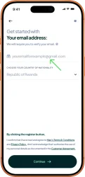 How to create a Hizo account: enter your email address