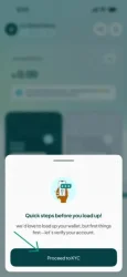 KYC verification pop-up asking users to proceed with verification on Hizo.