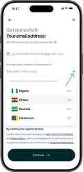 How to create a Hizo account: choose your nationality